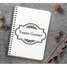 Kişiye Özel Çerçeve Desenli 3 Ahşap Kapaklı Not Defteri