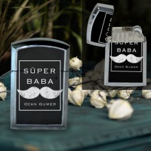 Kişiye Özel Süper Baba Temalı Kapaklı Metal Çakmak