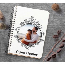 Kişiye Özel Fotoğraf Çerçeve Desenli 2 Ahşap Kapaklı Not Defteri