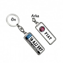 Kişiye Özel Plaka Metal Anahtarlık | Fiat Logo - Gümüş Krom Kaplama