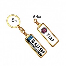 Kişiye Özel Plaka Metal Anahtarlık | Fiat Logo - Altın Krom Kaplama