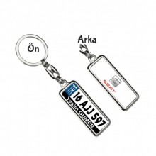 Kişiye Özel Plaka Metal Anahtarlık | Seat Logo - Gümüş Krom Kaplama