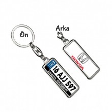 Kişiye Özel Plaka Metal Anahtarlık | Honda Logo - Gümüş Krom Kaplama
