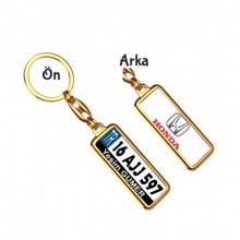 Kişiye Özel Plaka Metal Anahtarlık | Honda Logo - Altın Krom Kaplama