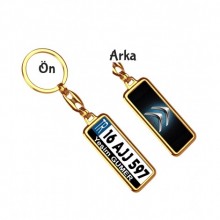 Kişiye Özel Plaka Metal Anahtarlık | Citroen Logo - Altın Krom Kaplama