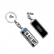 Kişiye Özel Plaka Metal Anahtarlık | Audi Logo - Gümüş Krom Kaplama