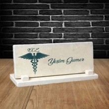 Kişiye Özel Eczacı Temalı Doğal Taş Masa İsimliği