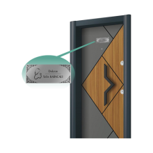 Kişiye Özel Doktor Tasarımlı Metal Kapı İsimliği - Gümüş Gri Parlak Metal