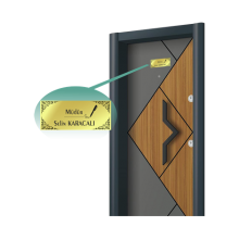 Kişiye Özel Müdür Tasarımlı Metal Kapı İsimliği - Altın Sarısı Parlak Metal