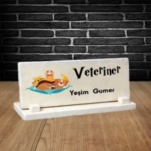 Kişiye Özel Veteriner Temalı Doğal Taş Masa İsimliği