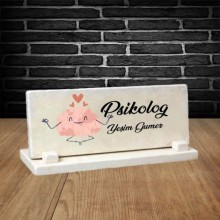 Kişiye Özel Psikolog Temalı Doğal Taş Masa İsimliği