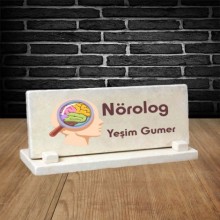 Kişiye Özel Nörolog Temalı Doğal Taş Masa İsimliği