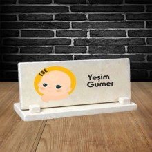 Kişiye Özel Ebe Temalı Doğal Taş Masa İsimliği