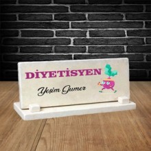 Kişiye Özel Diyetisyen Temalı Doğal Taş Masa İsimliği