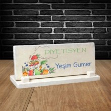 Kişiye Özel Diyetisyen 2 Temalı Doğal Taş Masa İsimliği
