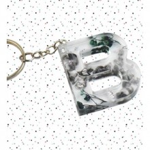 İsme Özel B Harfi Temalı Flower Paint Tasarımlı Anahtarlık | Epoksi Döküm Anahtarlık