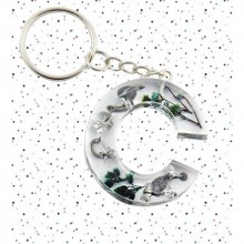 İsme Özel C Harfi Temalı Flower Paint Tasarımlı Anahtarlık | Epoksi Döküm Anahtarlık