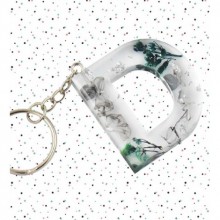 İsme Özel D Harfi Temalı Flower Paint Tasarımlı Anahtarlık | Epoksi Döküm Anahtarlık