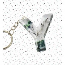 İsme Özel Y Harfi Temalı Flower Paint Tasarımlı Anahtarlık | Epoksi Döküm Anahtarlık