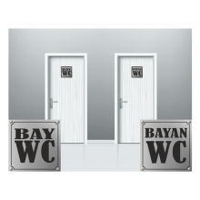 Wc Metal Kapı İsimliği - Gümüş Gri Parlak Metal