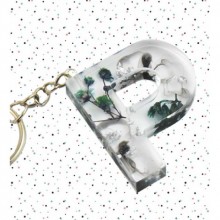 İsme Özel P Harfi Temalı Flower Paint Tasarımlı Anahtarlık | Epoksi Döküm Anahtarlık