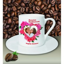 Kişiye Özel Benim Sultanım Fotoğraflı Temalı Beyaz Kahve Fincanı