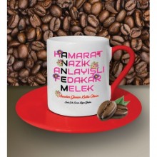 Kişiye Özel Annem Tasarımlı Kırmızı Kahve Fincanı
