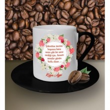 Kişiye Özel Anneler Günü Mesajı 2 Tasarımlı Siyah Kahve Fincanı