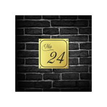 Kişiye Özel Kapı Numarası Tasarımlı Metal Kapı İsimliği - Altın Sarısı Parlak Metal