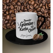 Kişiye Özel Anneler Günü Kutlu Olsun 3 Tema Siyah Kahve Fincanı