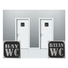 Wc Metal Kapı İsimliği - Gümüş Gri Parlak Metal