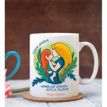 Kişiye Özel Anneler Günün Kutlu Olsun7 Temalı Beyaz Kupa Bardak