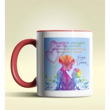 Kişiye Özel Anneler Günün Mesajı Tasarımlı Kırmızı Kupa Bardak