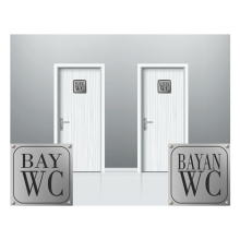 Wc Metal Kapı İsimliği - Gümüş Gri Parlak Metal