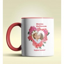 Kişiye Özel Benim Sultanım Fotoğraflı Temalı Kırmızı Kupa Bardak