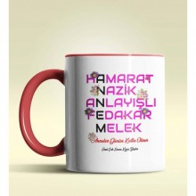 Kişiye Özel Annem Tasarımlı Kırmızı Kupa Bardak
