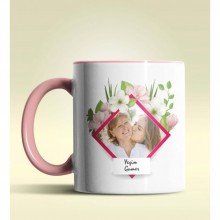 Kişiye Özel Fotoğraflı çerçeve Tasarımlı Pembe Kupa Bardak