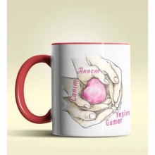 Kişiye Özel Canım Annem 2 Tasarımlı Kırmızı Kupa Bardak