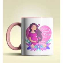 Kişiye Özel Anneler Günün Kutlu Olsun Tasarımlı Pembe Kupa Bardak