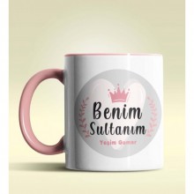 Kişiye Özel Benim Sultanım Tasarımlı Pembe Kupa Bardak