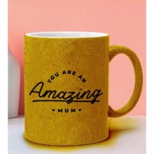 Anneler Gününe Özel You are an Amazing Mum Temalı Sarı Simli Kupa
