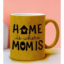 Anneler Gününe Özel Home is Where Momis Tasarımlı Sarı Simli Kupa