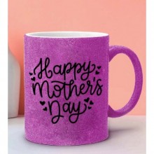 Anneler Gününe Özel Happy Mothers Day Tasarımlı Pembe Simli Kupa