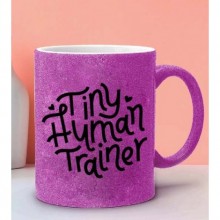Anneler Gününe Özel Tiny Human Trainer Tasarımlı Pembe Simli Kupa