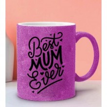 Anneler Gününe Özel Best Mum Ever Temalı Pembe Simli Kupa Bardak