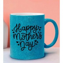 Anneler Gününe Özel Happy Mothers Day Tasarımlı Mavi Simli Kupa