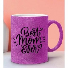 Anneler Gününe Özel Best Mum Ever 2 Tema Pembe Simli Kupa Bardak