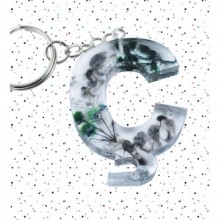 İsme Özel Ç Harfi Temalı Flower Paint Tasarımlı Anahtarlık | Epoksi Döküm Anahtarlık