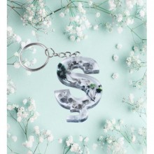 İsme Özel Ş Harfi Temalı Flower Paint Tasarımlı Anahtarlık | Epoksi Döküm Anahtarlık