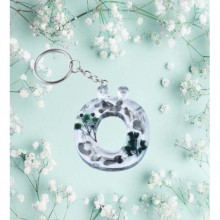 İsme Özel Ö Harfi Temalı Flower Paint Tasarımlı Anahtarlık | Epoksi Döküm Anahtarlık